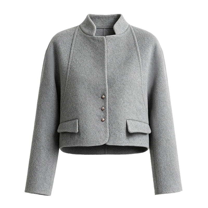 Women's Double-Faced Wool Jacket - Minimalist Winter Commuter Coat