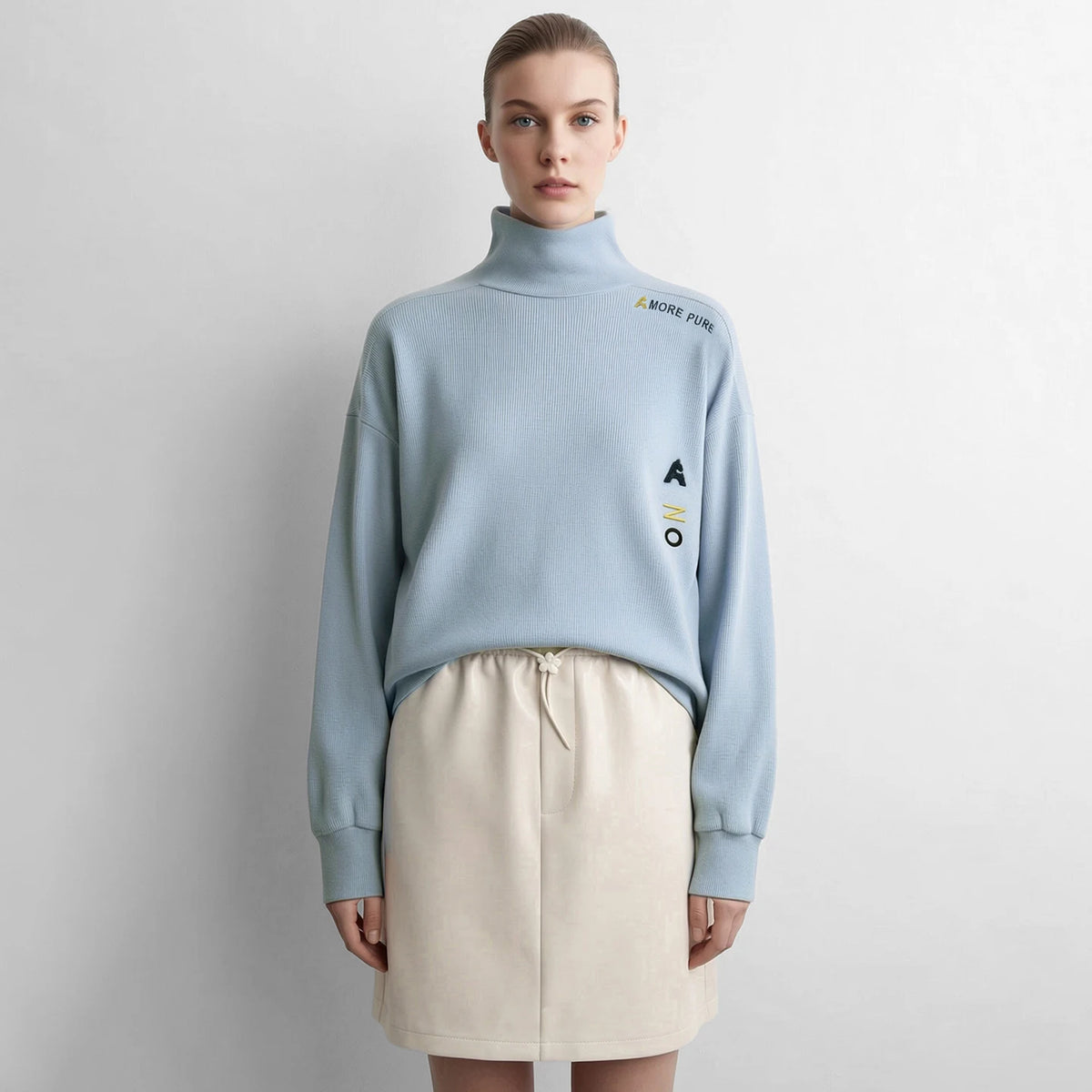 Women's Embroidered Cotton Sweatshirt - Minimalist Casual Top
