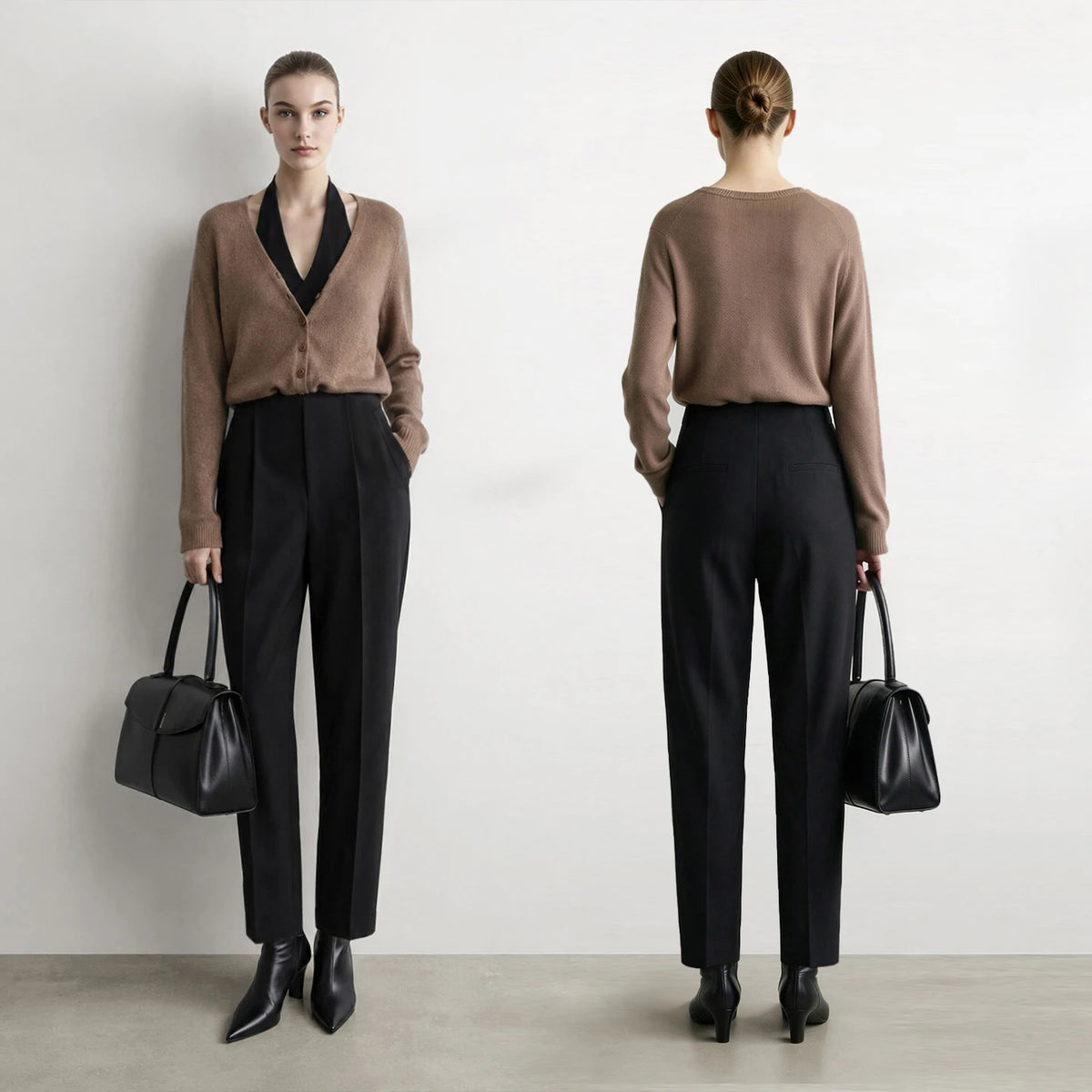 Women's Tapered Cropped Pants - Slimming Business Casual Trousers