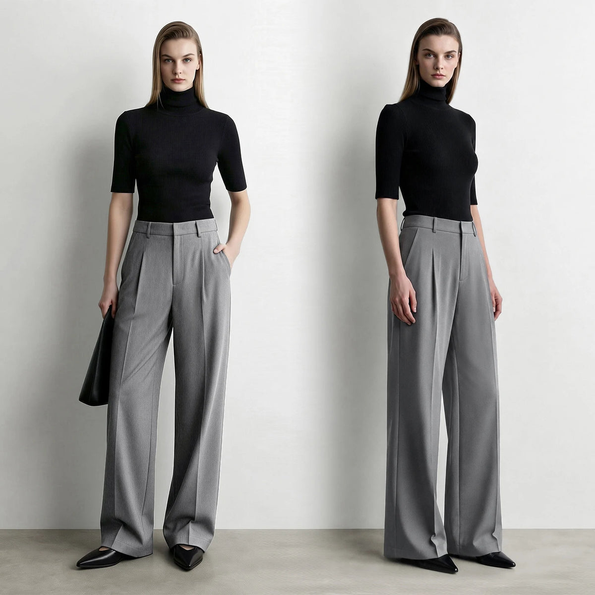 Women's Wide Leg Stretch Pants - Minimalist Autumn Casual Trousers