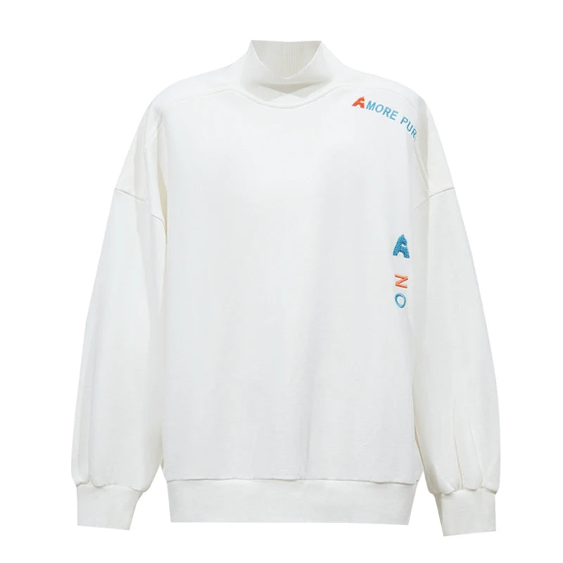 Women's Embroidered Cotton Sweatshirt - Minimalist Casual Top