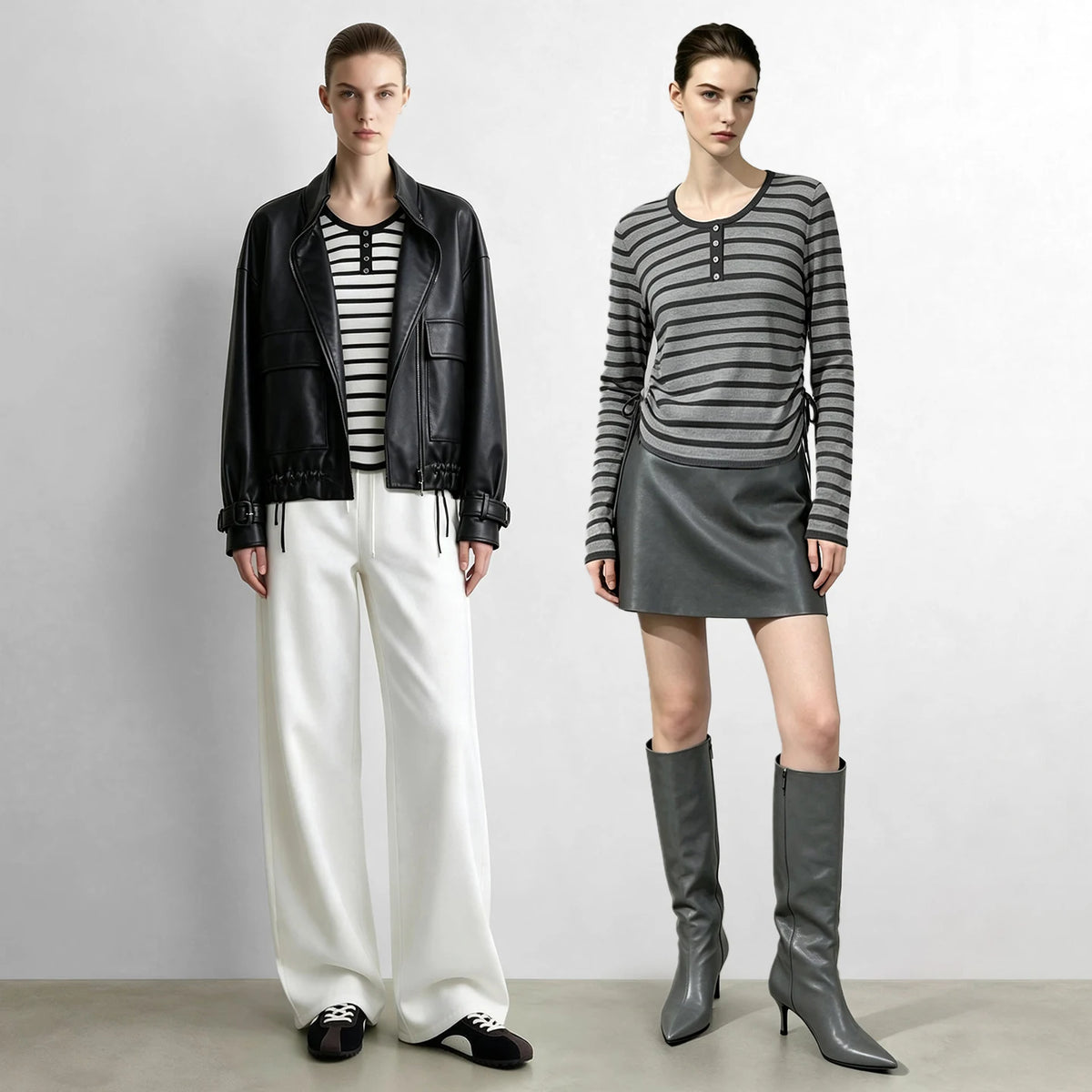 French Style Striped Knit Sweater - Minimalist Crew Neck Autumn Top
