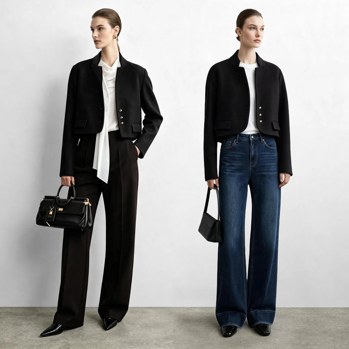 Women's Double-Faced Wool Jacket - Minimalist Winter Commuter Coat