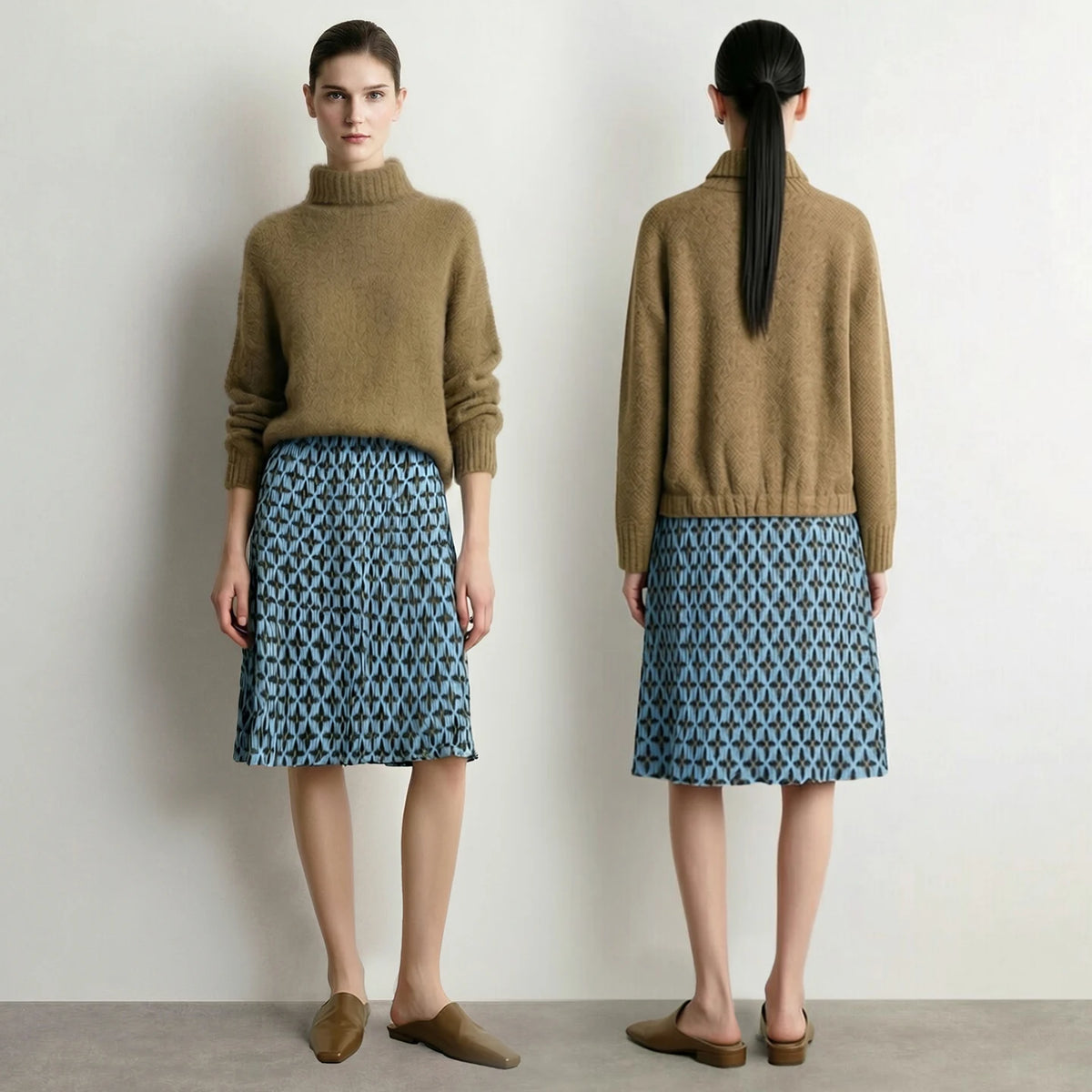 Vintage A-Line Midi Skirt - Minimalist High Waist Office Wear