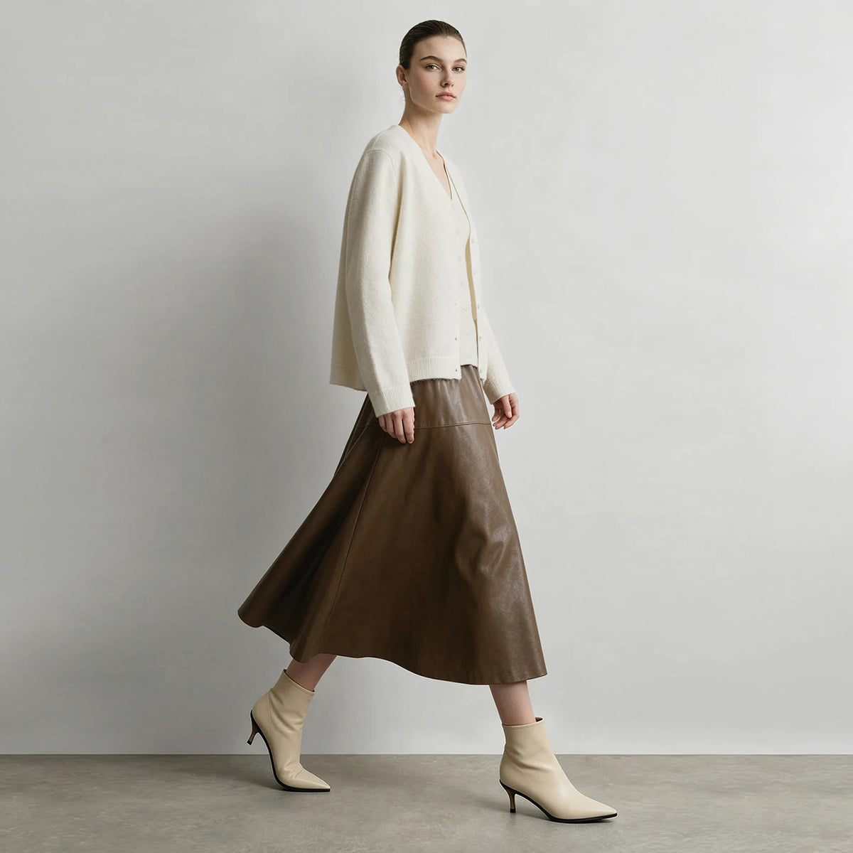 Women's V-Neck Faux Layered Knit Cardigan - Oversized Minimalist