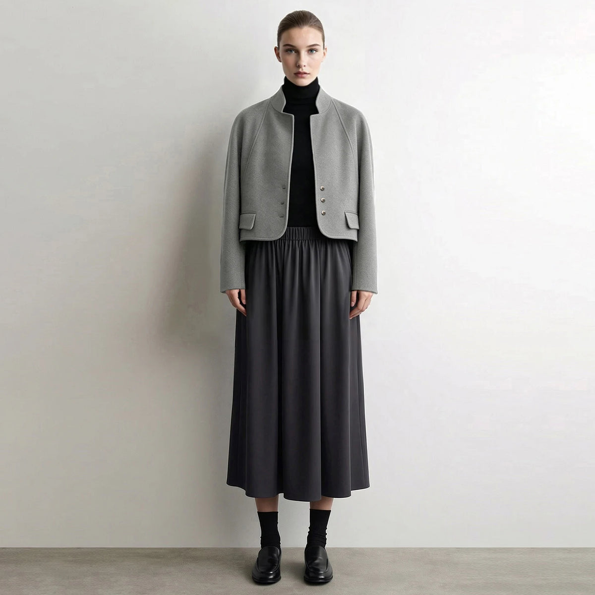 Women's Double-Faced Wool Jacket - Minimalist Winter Commuter Coat