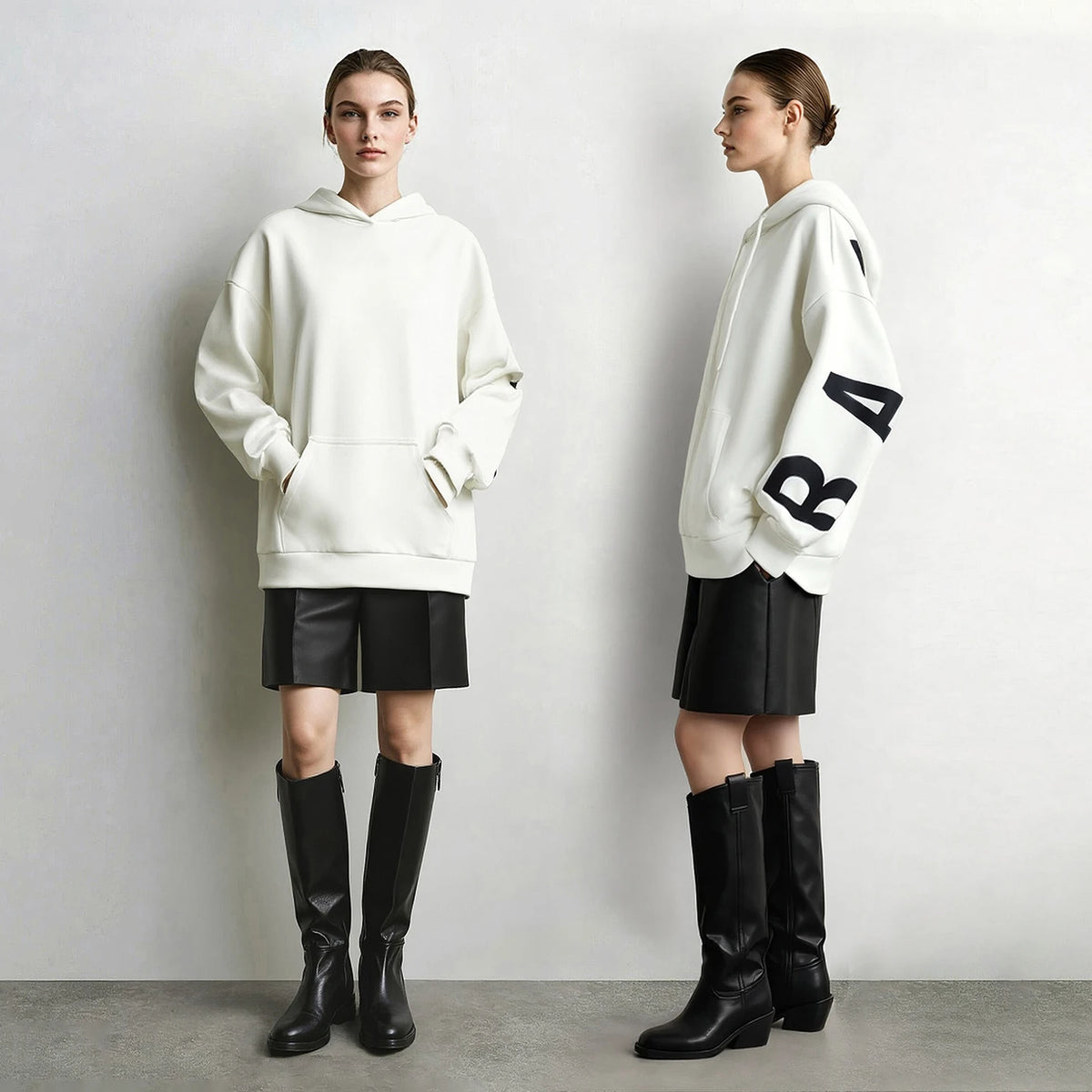 Women's Hooded Letter Print Sweatshirt - Casual Loose Knit Pullover