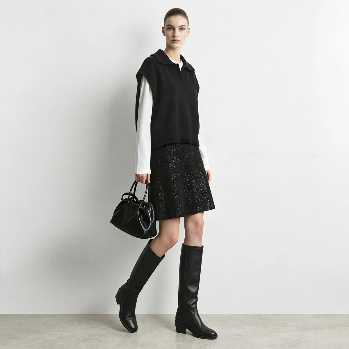 Women's Sequin Knit Midi Skirt - A-Line Casual Commuter Style