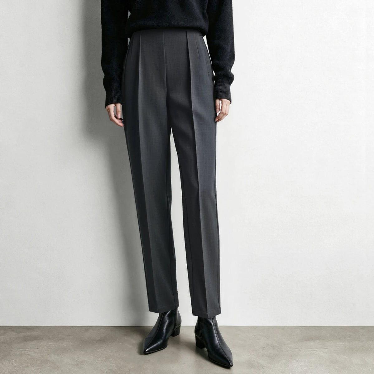Women's Tapered Cropped Pants - Slimming Business Casual Trousers