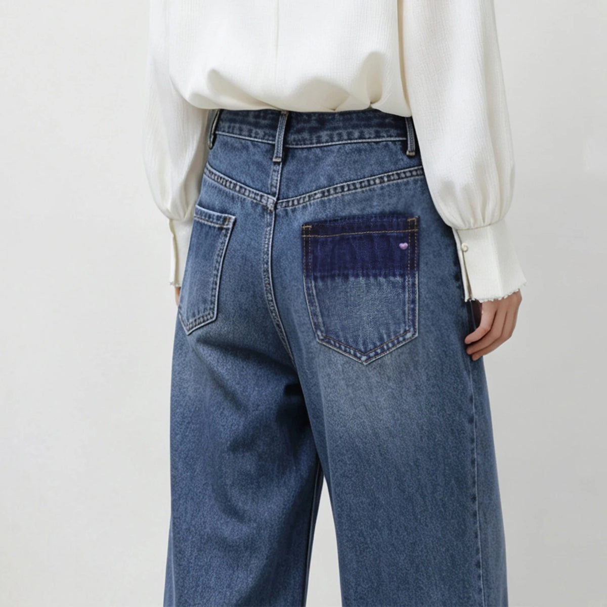 Women's Color Block Straight Jeans - Slimming Autumn Denim