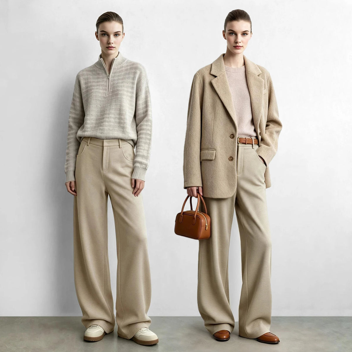 Women's Curved Barrel Pants High Waist Vintage Casual Trousers