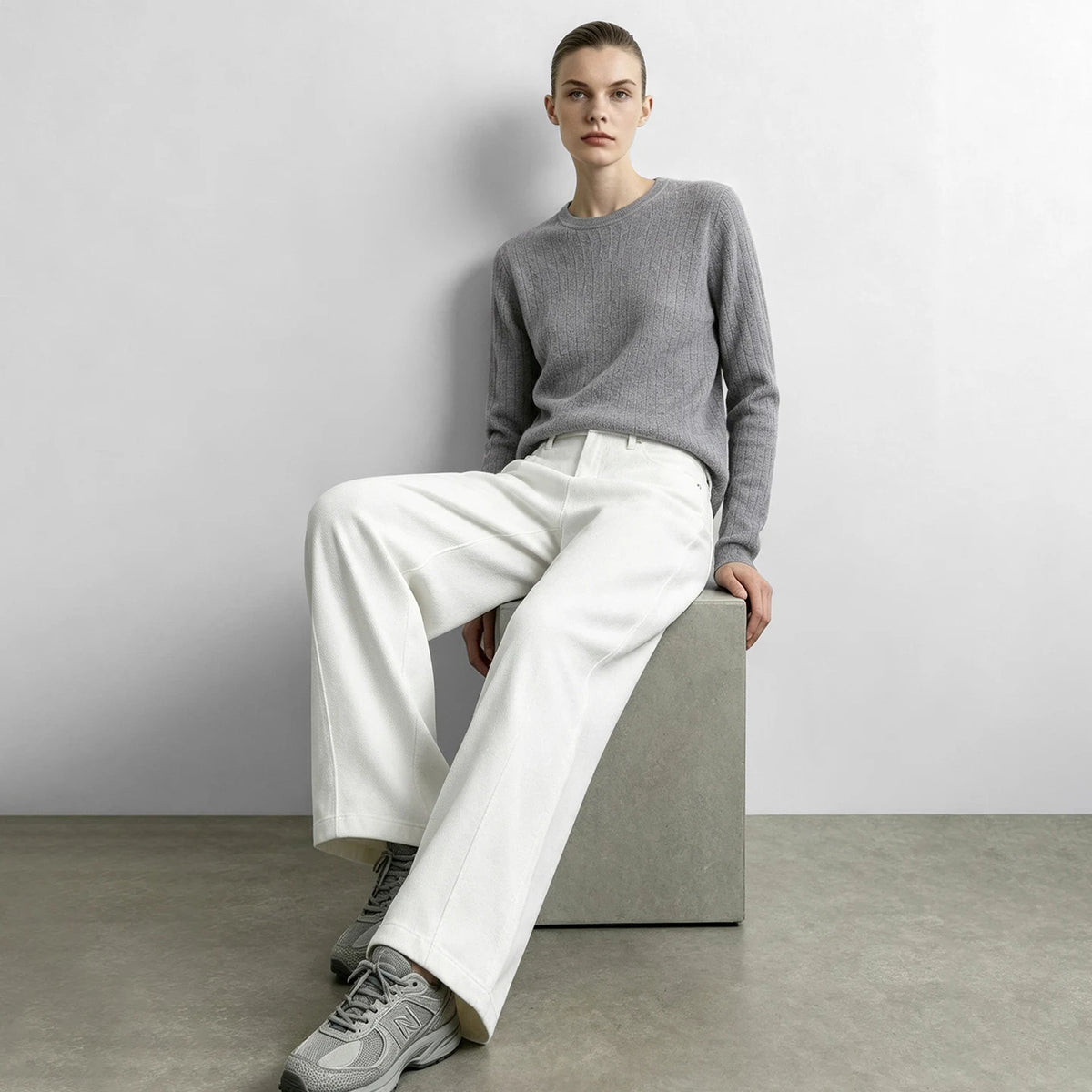 Women's Hollow Out Knit Sweater - Minimalist Crew Neck Casual Top