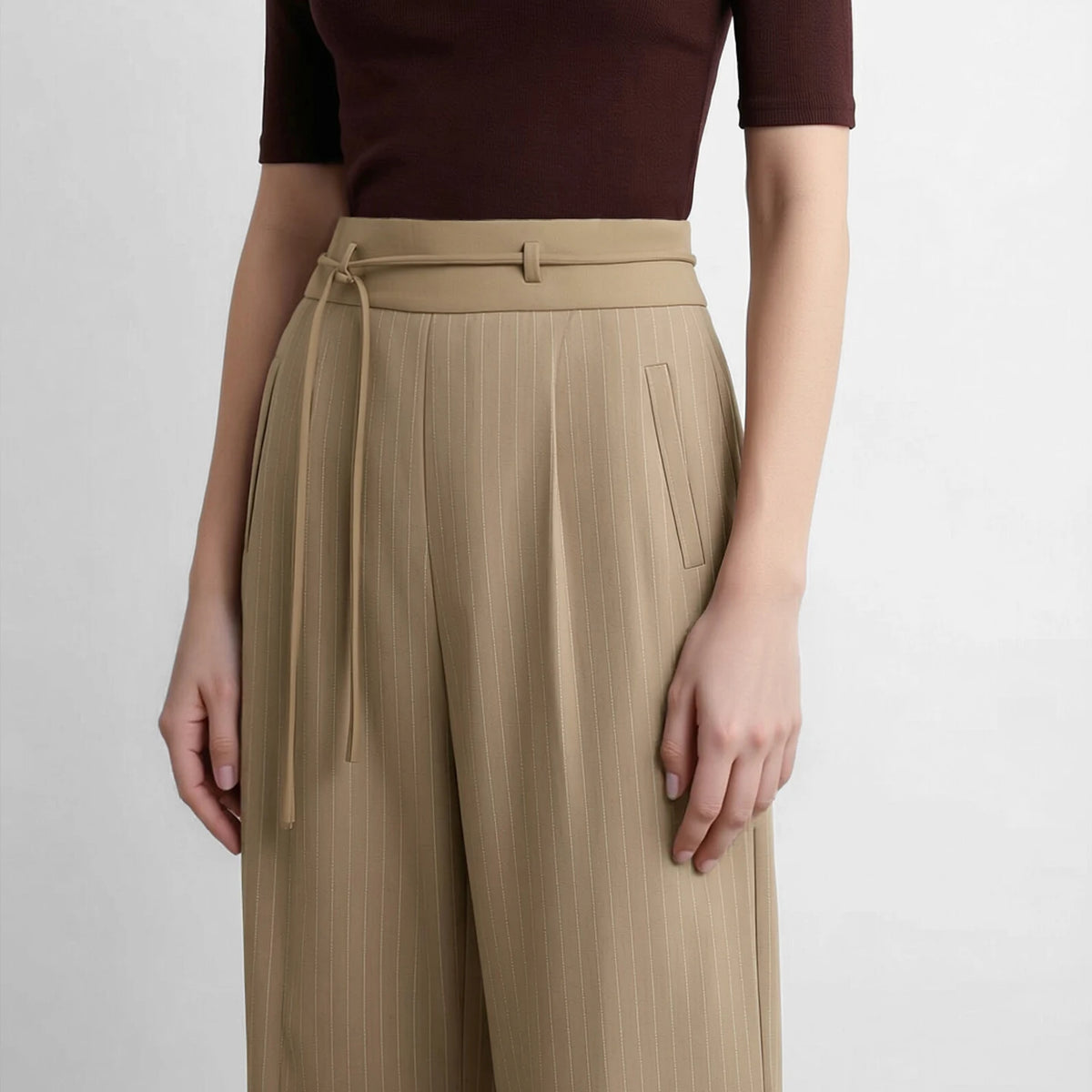 Women's Striped Wide Leg Pants - Autumn Office Casual Trousers