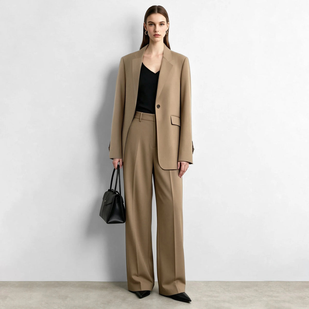 Women's Flare Pants Minimalist Draped Commuter Trousers