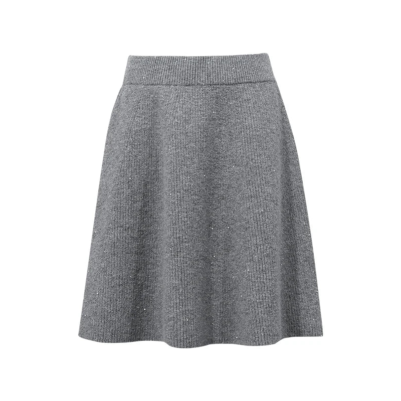 Women's Sequin Knit Midi Skirt - A-Line Casual Commuter Style