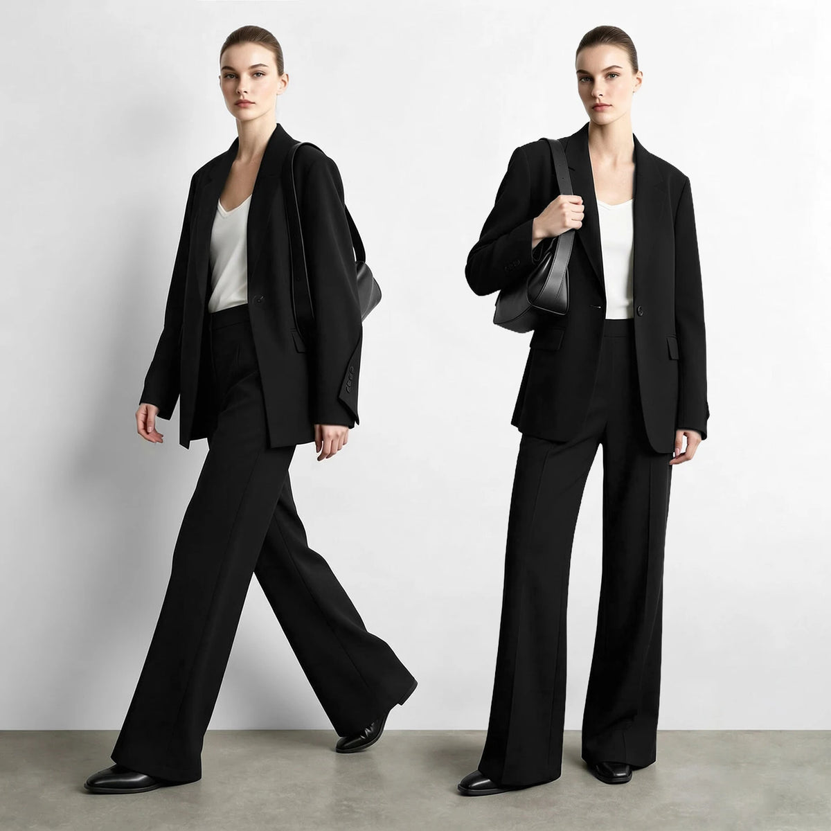Women's Flare Pants Minimalist Draped Commuter Trousers