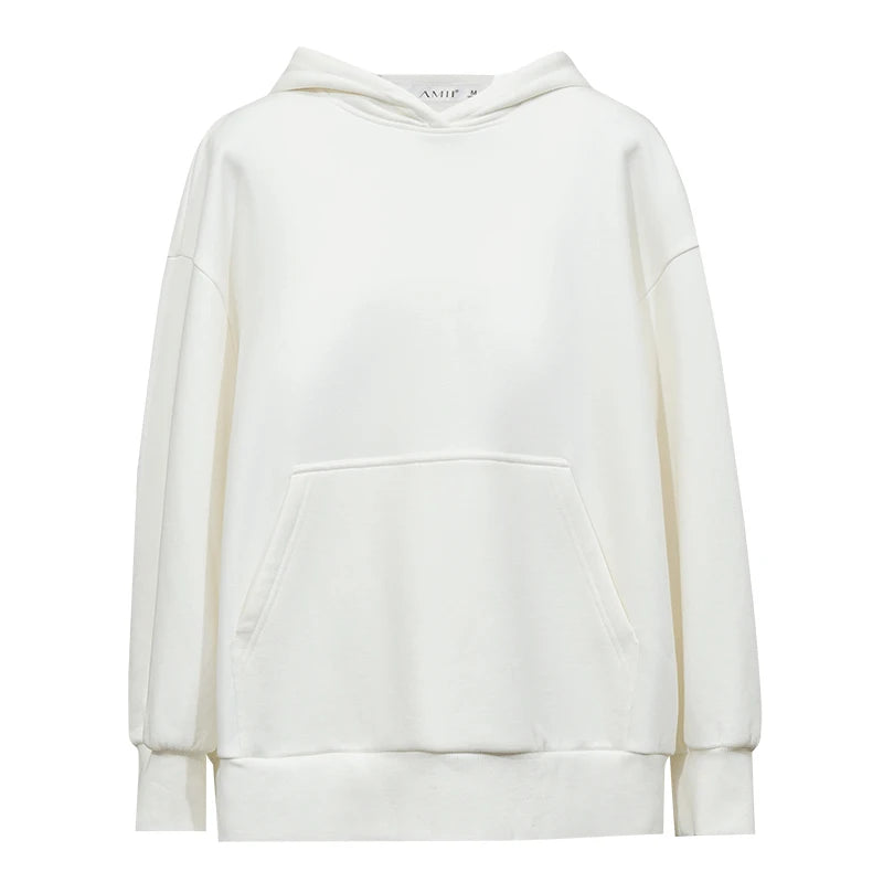 Women's Oversized Fleece Hoodie - Drop Shoulder Business Casual Top