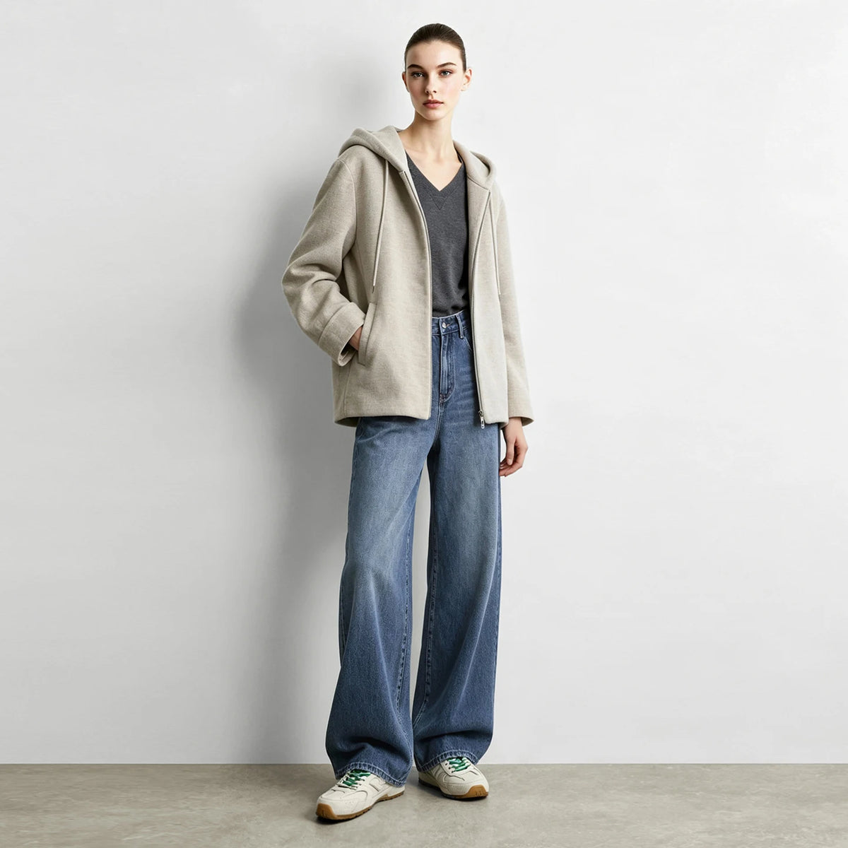 Women's Color Block Straight Jeans - Slimming Autumn Denim