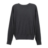 Women's Wool O-Neck Sweater - Minimalist Drop Shoulder Knit Top