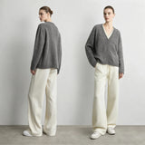 Women's V-Neck Faux Layered Knit Cardigan - Oversized Minimalist