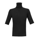 Women's Merino Wool Turtleneck - Slim Half Sleeve Minimalist Knit