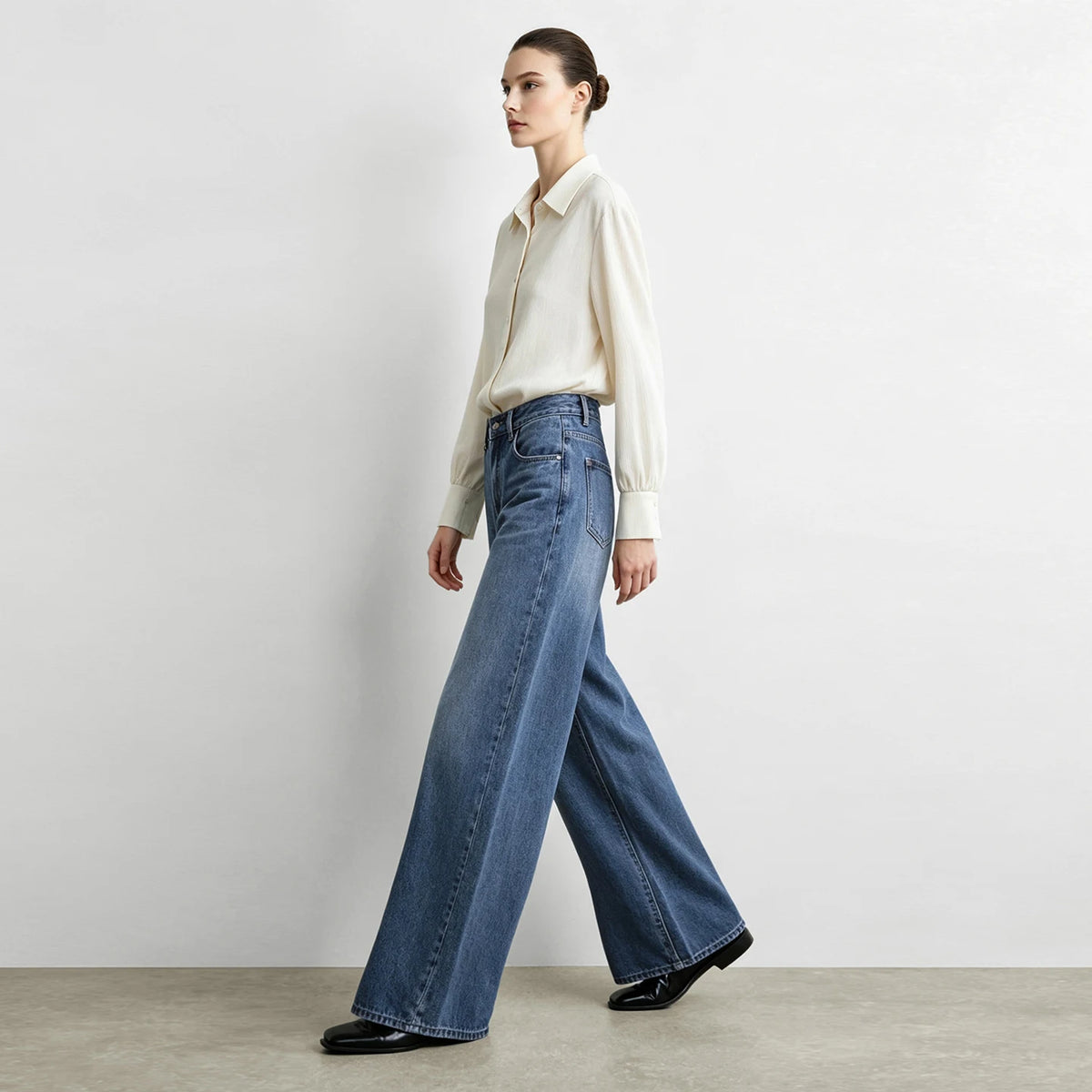 Women's Color Block Straight Jeans - Slimming Autumn Denim