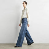 Women's Color Block Straight Jeans - Slimming Autumn Denim
