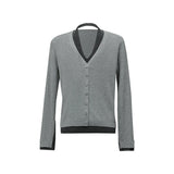Women's V-Neck Faux Layered Color Block Knit Cardigan for Autumn