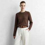 Women's Hollow Out Knit Sweater - Minimalist Crew Neck Casual Top