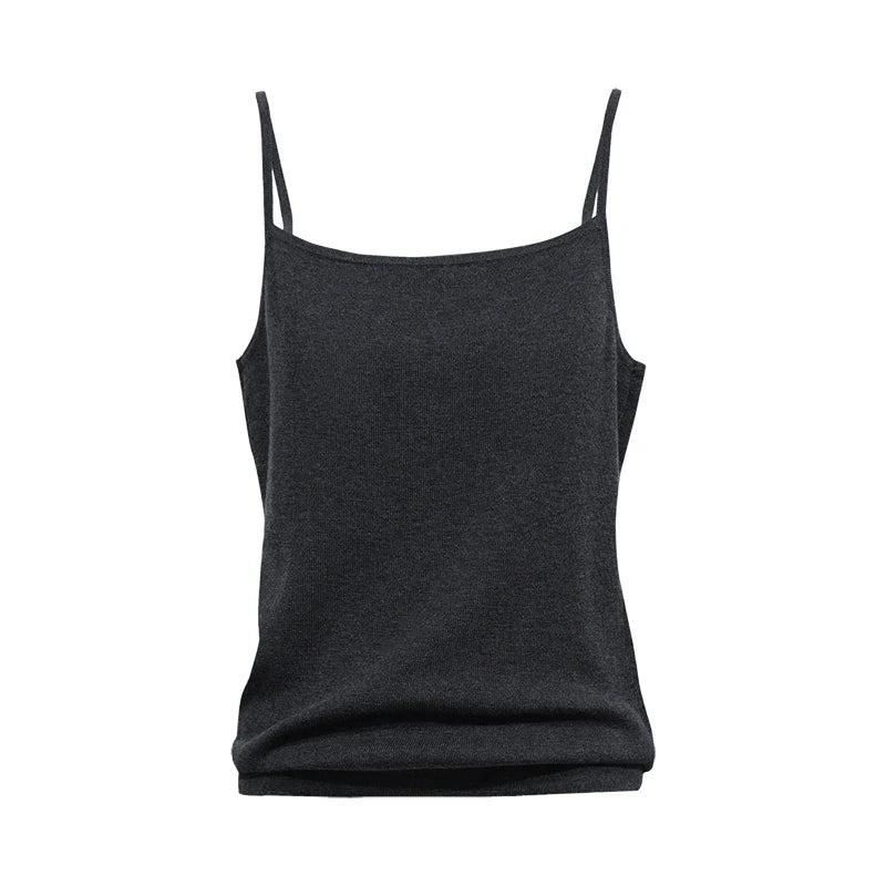Women's Mulberry Silk Blend Knit Cami - Versatile Sleeveless Vest