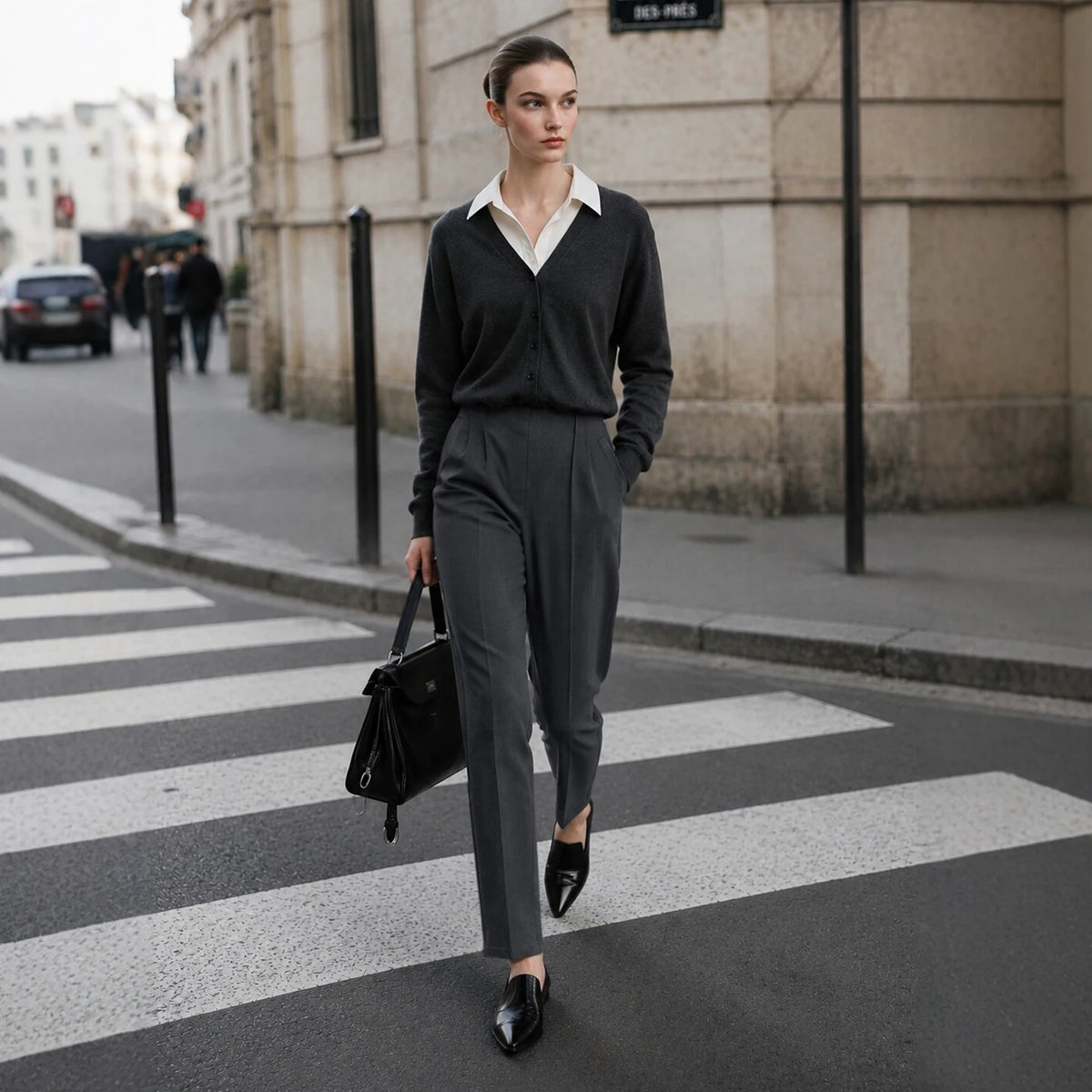 Women's Tapered Cropped Pants - Slimming Business Casual Trousers