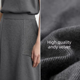 Women's A-Line Knit Midi Skirt - Minimalist Office Fashion