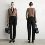 Women's Tapered Cropped Pants - Slimming Business Casual Trousers