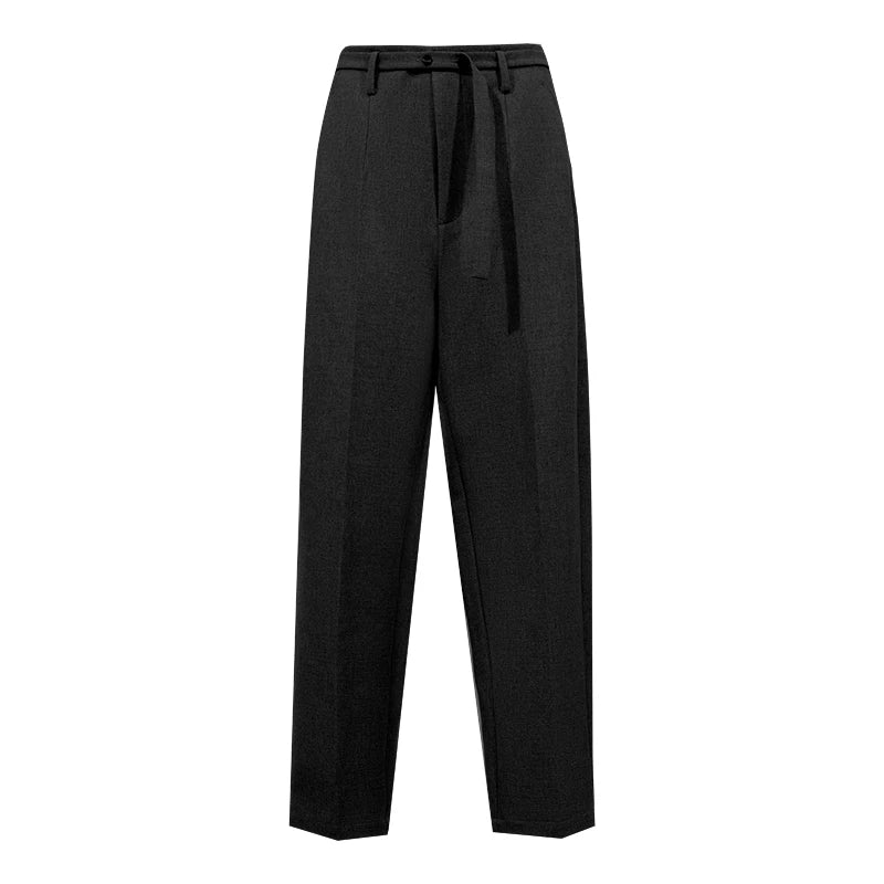 Women's Winter Tapered Pants Ankle Length Office Trousers with Belt