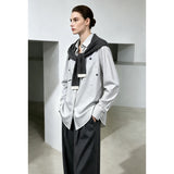 Women's Striped Long Sleeve Blouse - Beaded Office Wear