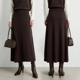Women's A-Line Knit Midi Skirt - Minimalist Office Fashion
