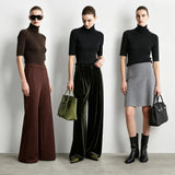 Women's Merino Wool Turtleneck - Slim Half Sleeve Minimalist Knit