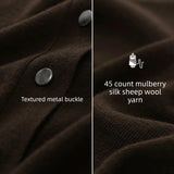 Mulberry Silk Blend V-Neck Cardigan - Elegant Knit Long Sleeve Top
