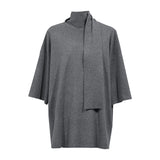 Women's Half Sleeve Turtleneck Sweater - Oversized Knit Autumn Top
