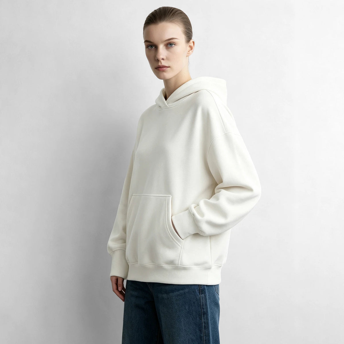 Women's Oversized Fleece Hoodie - Drop Shoulder Business Casual Top