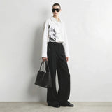 Women's Cotton Long Sleeve Blouse - Minimalist Casual Commuter Shirt