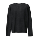 Women's Hollow Out Knit Sweater - Minimalist Crew Neck Casual Top