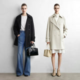 Women's Mid-Length Double Breasted Trench Coat - Commuter Outerwear