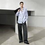 Women's Striped Long Sleeve Blouse - Beaded Office Wear