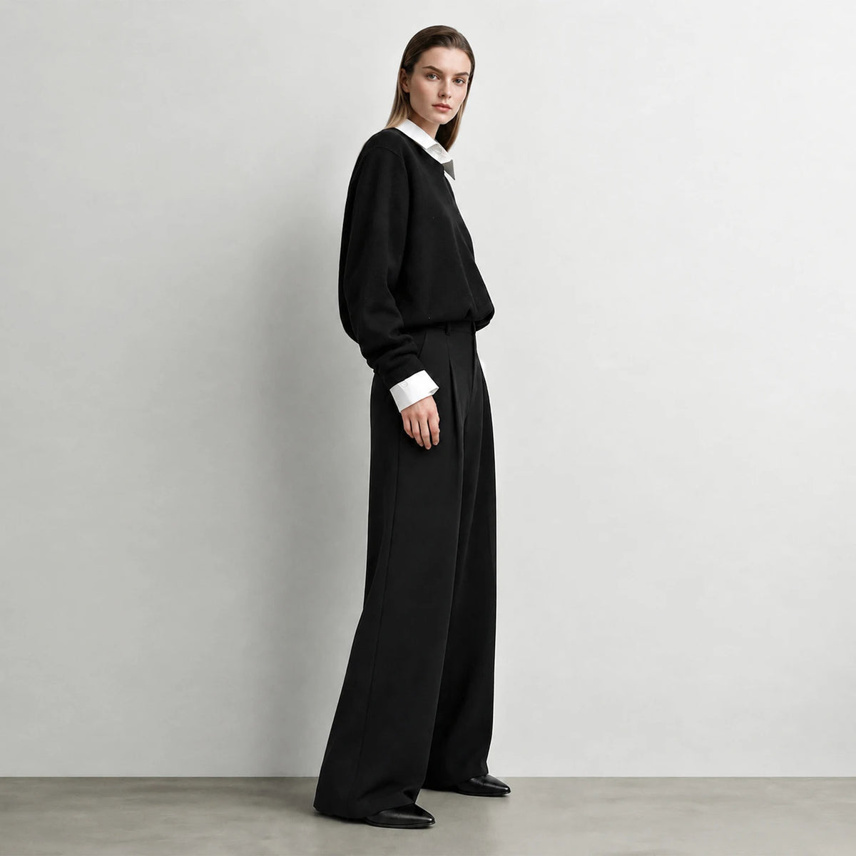 Women's Wide Leg Stretch Pants - Minimalist Autumn Casual Trousers
