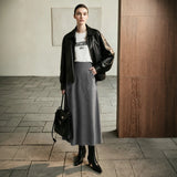 Women's A-Line Knit Midi Skirt - Minimalist Office Fashion