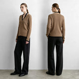 Women's V-Neck Faux Layered Color Block Knit Cardigan for Autumn