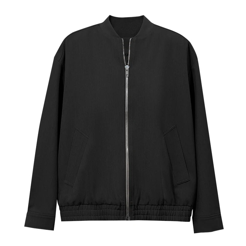 Women's Minimalist Baseball Jacket | Autumn Drop Shoulder Zip Up Coat