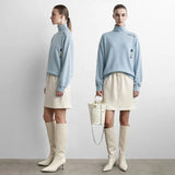 Women's Embroidered Cotton Sweatshirt - Minimalist Casual Top