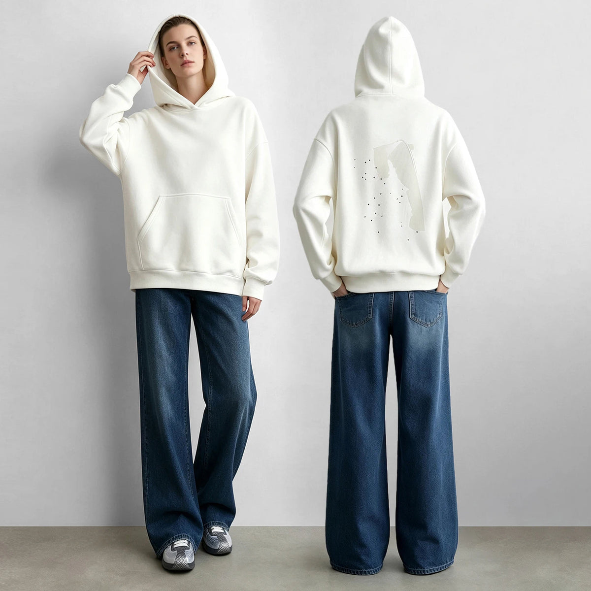 Women's Oversized Fleece Hoodie - Drop Shoulder Business Casual Top